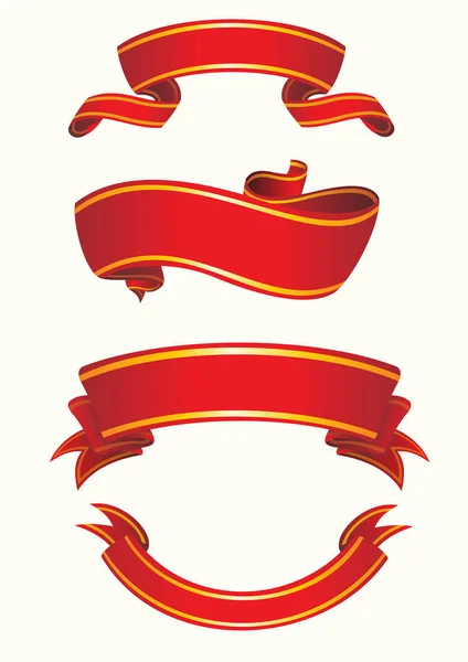 Vector illustration. Set of red ribbon. — Stock Vector