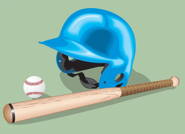 Sprzęt baseball bat, piłkę i hełm. Realistyczne ilustracja wektorowa. — Wektor stockowy