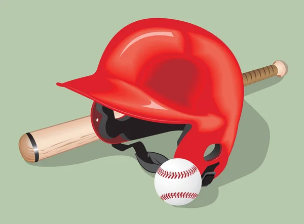 Baseball utrustning: en bat, boll och hjälm. Realistiska vektorillustration. — Stock vektor