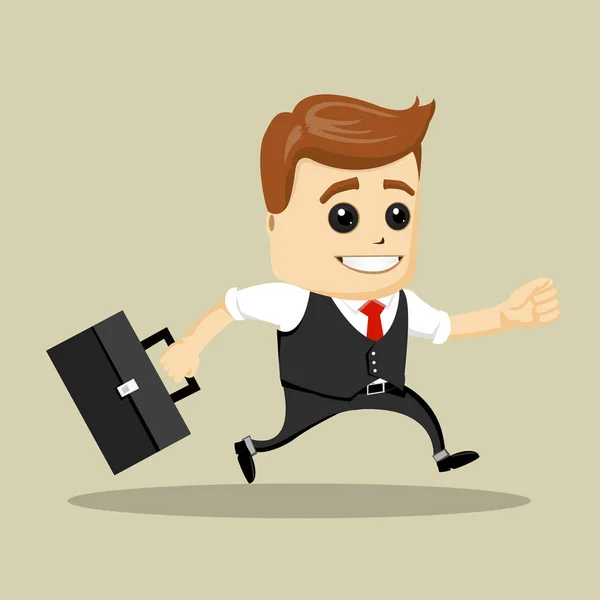 Businessman running to work vector illustration. — Stock Vector