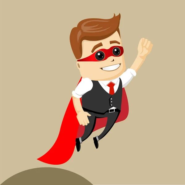 Vector homem de negócios a voar. Homem de negócios como herói. Super-herói . — Vetor de Stock