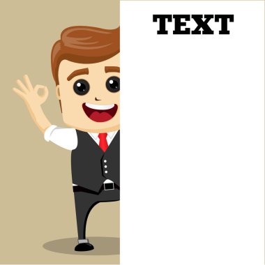 İşadamı gösteri Tamam vektör. Mutlu iş adamı.