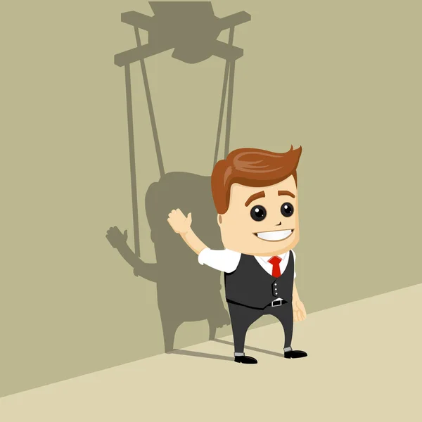 Vector businessman as a puppet. — Stock Vector