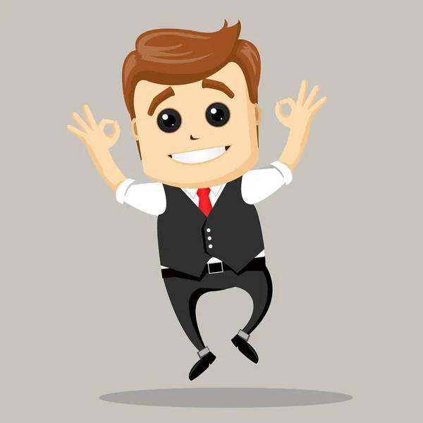 Vector illustration. Businessman shows OK. Happy businessman. — Stock Vector
