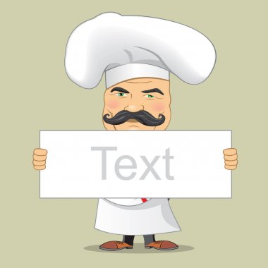 Vector Illustrator vektör şef aşçı gıda gerçekçi çizgi film karakter tasarımı hizmet izole