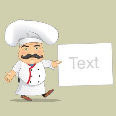 Vector Illustrator vektör şef aşçı gıda gerçekçi çizgi film karakter tasarımı hizmet izole