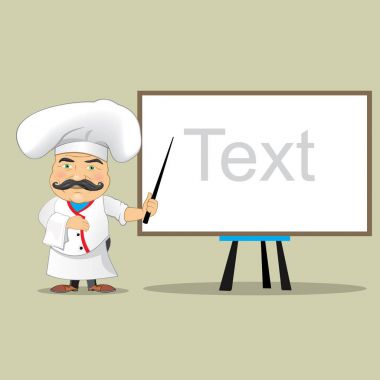 Vector Illustrator vektör şef aşçı gıda gerçekçi çizgi film karakter tasarımı hizmet izole