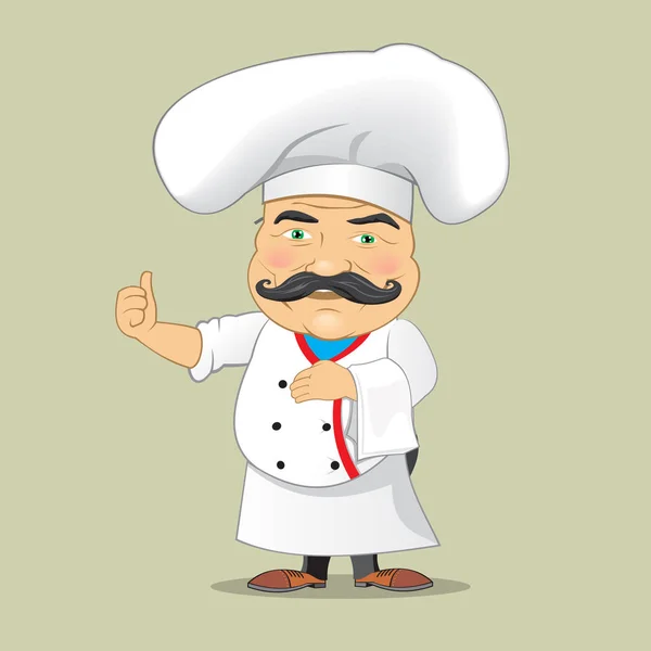 Vector Chef Cocinero Servir Alimentos Realista Caricatura Diseño de Personajes Isolado Vector Illustrator — Vector de stock