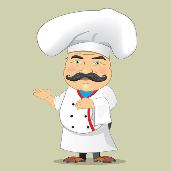 Vektor kuchař kuchař podávající jídlo realistické kreslených postav, samostatný ilustrátor vektorů — Stockový vektor