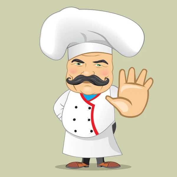 Vector Chef Cocinero Servir Alimentos Realista Caricatura Diseño de Personajes Isolado Vector Illustrator — Vector de stock