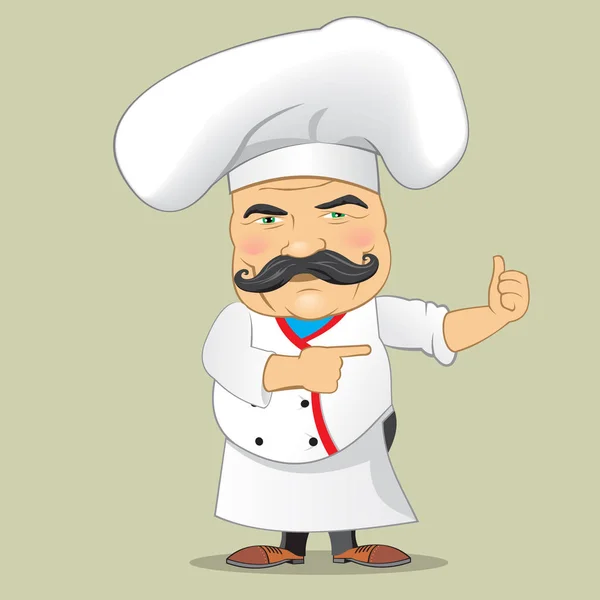 Vector Chef Cocinero Servir Alimentos Realista Caricatura Diseño de Personajes Isolado Vector Illustrator — Vector de stock