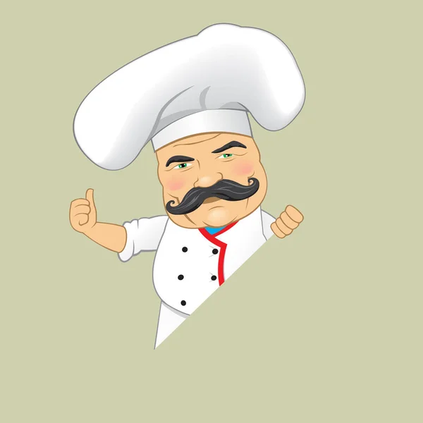 Vector Chef-kok serveert voedsel realistische Cartoon Characterdesign geïsoleerd Vector Illustrator — Stockvector