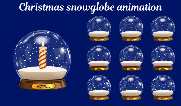 Χριστουγεννιάτικα κινούμενα σχέδια snowglobe. Διάνυσμα χιονοστιβάδας — Διανυσματικό Αρχείο