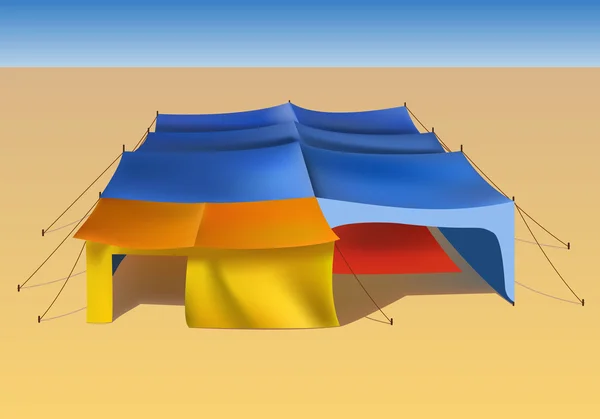 矢量图的大沙漠帐篷。贝都因人档在沙滩上. — 图库矢量图片