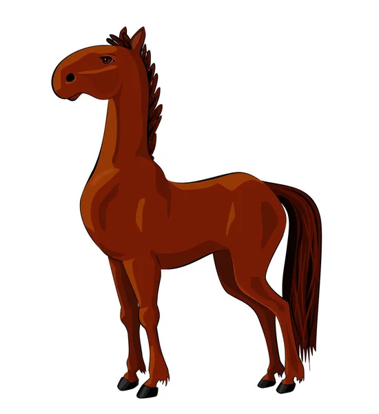 Vectorillustratie van kastanje cartoon paard. — Stockvector