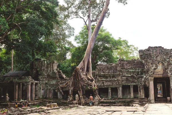 Chrám Preah Khan, Siem Reap, Kambodža na slunečné ráno. — Stock fotografie
