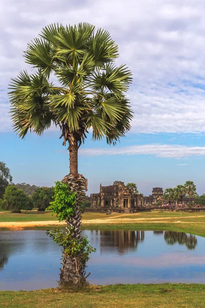 Věž a galerií chrámu Angkor Wat v ranní — Stock fotografie