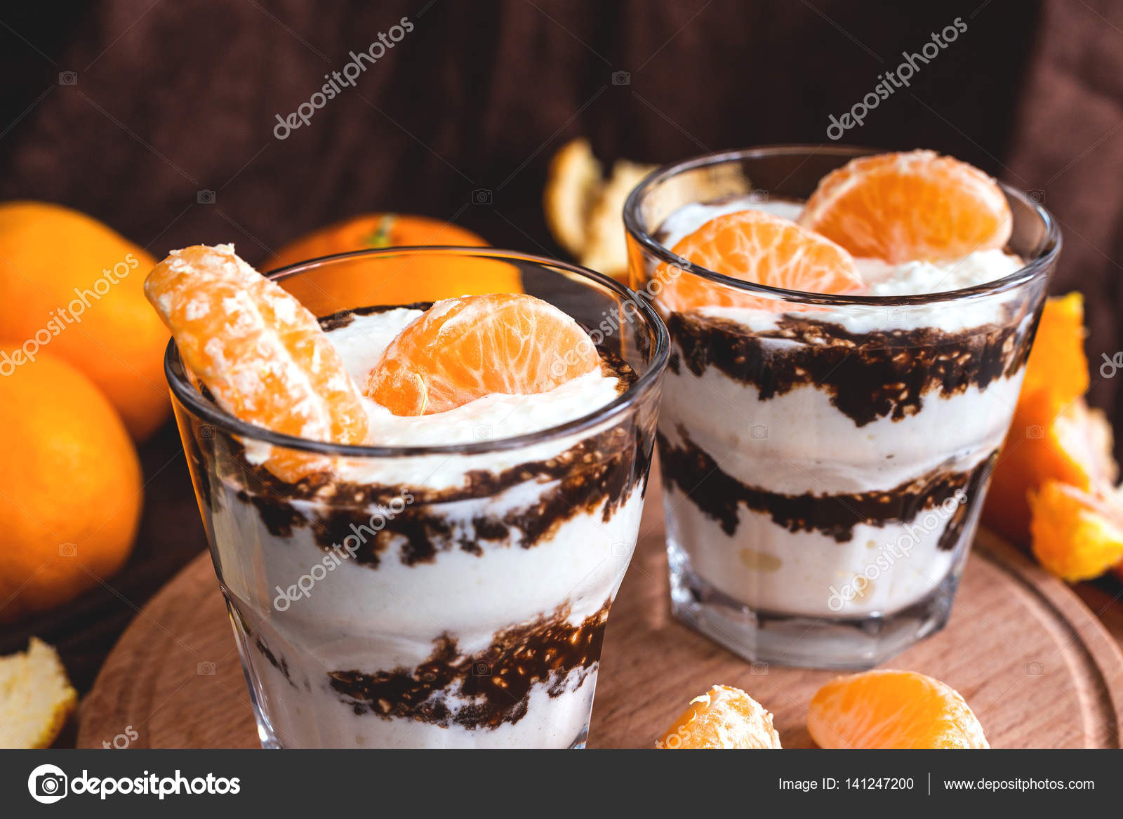 Whipped Cottage Cheese Mousse With Dark Chocolate And Mandarin