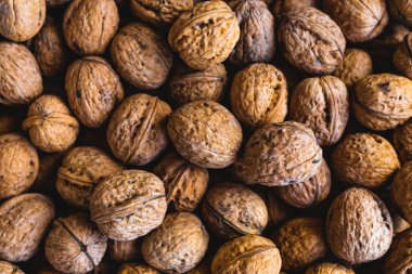 Bütün ceviz arka plan. Yakın çekim, görünümü top.