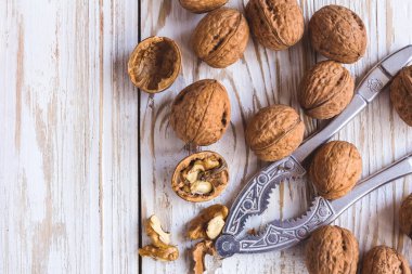 Bütün ceviz arka plan. Yakın çekim, görünümü top.