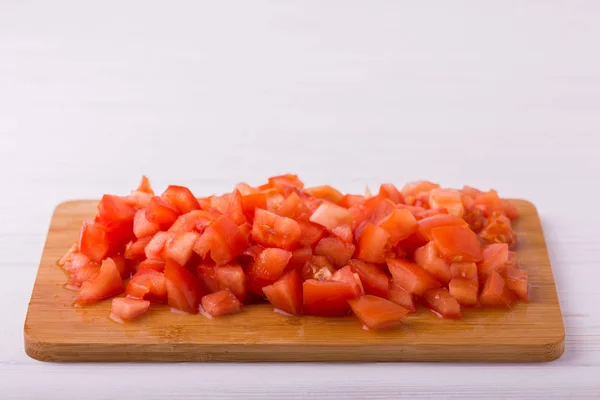 Chopped tomatoes. Healthy food and vegetarian concept — Stock Photo, Image