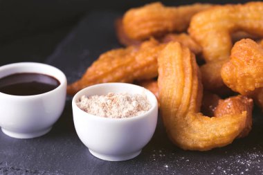 Geleneksel İspanyol ve Meksika tatlı churros sıcak hatlarının ile
