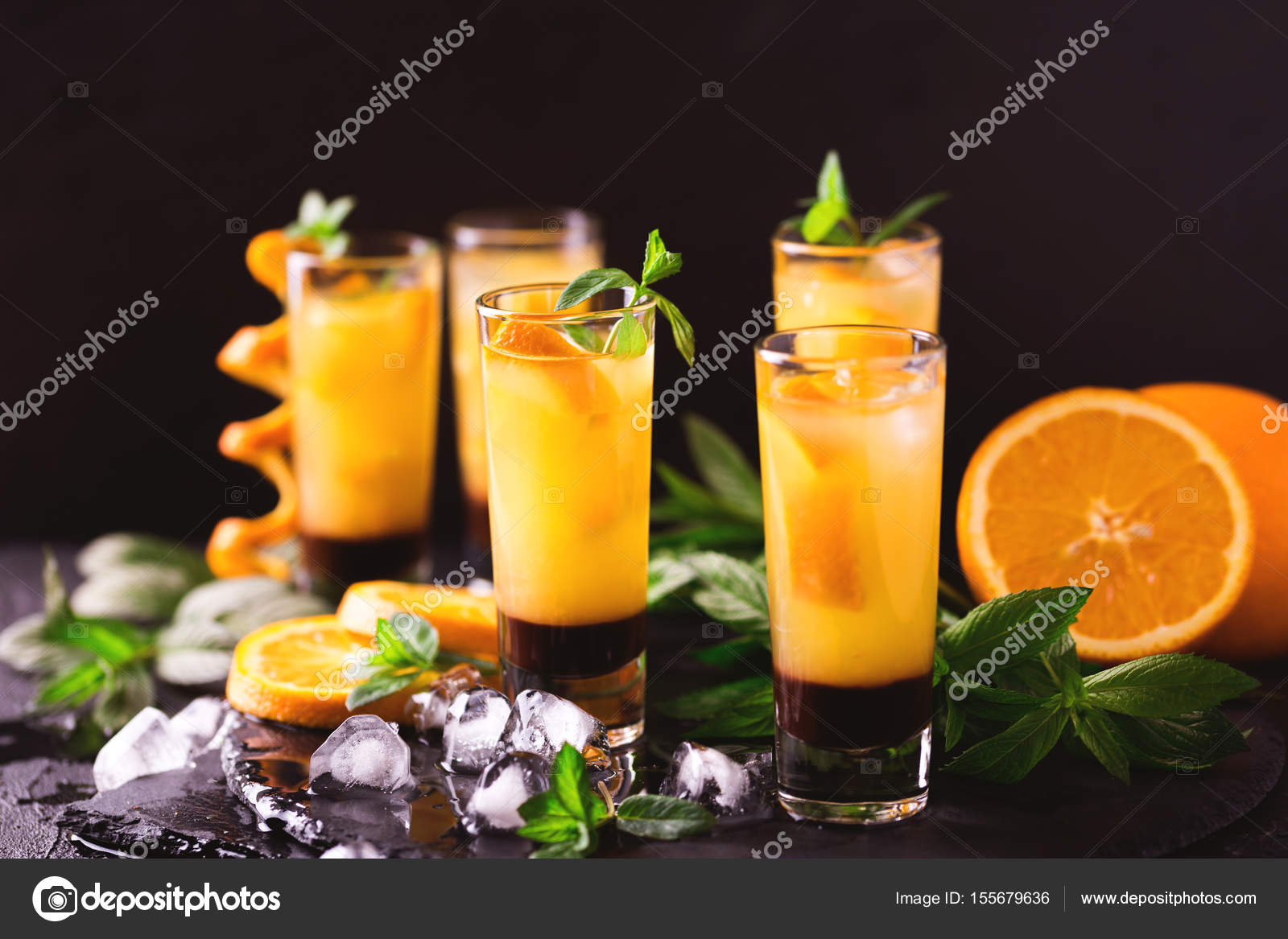 Aperitif with vodka, orange juice, chocolate and — Stock