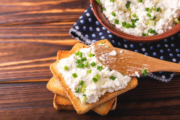 Goat cream cheese with green onions, dip sauce — Stock Photo, Image