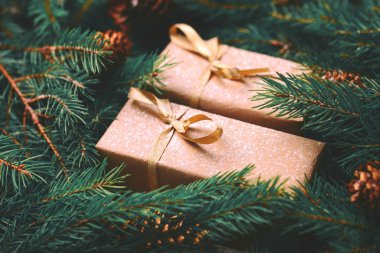 Noel arka plan. Süsleme ve el sanatları Hediyelik kutu