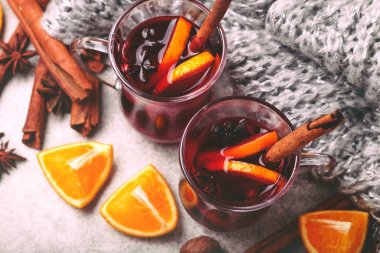 Sıcak mulled şarap. Kış ve sonbahar. Noel ve tatil