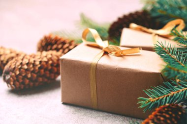 Noel arka plan. Süsleme ve el sanatları Hediyelik kutu