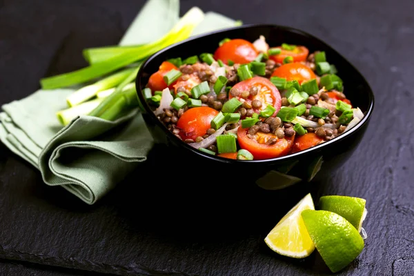 Indian lentil salad with veggies. Healthy food, vegetarian and v