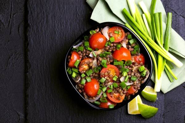 Indian lentil salad with veggies. Healthy food, vegetarian and v