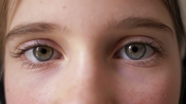 Close up view of teenage girl eyes. — Stock Video