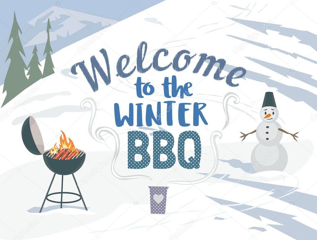 BBQwinter picknick — Stockvector © 129868740