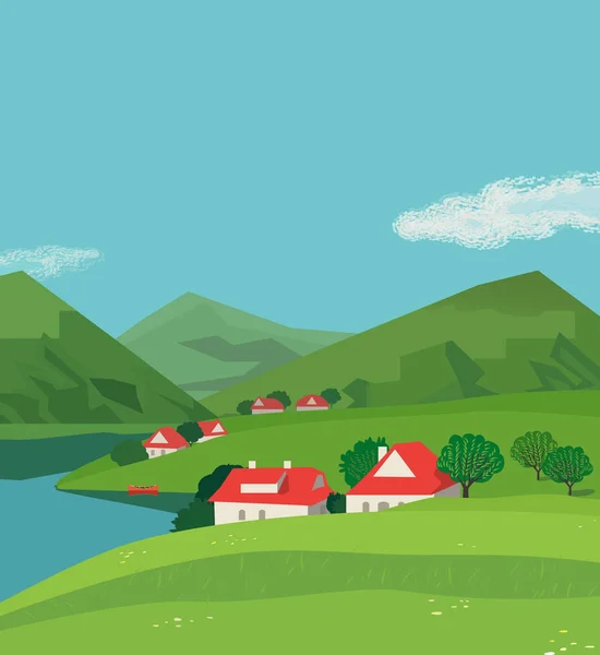 Paysage de montagnes vertes — Image vectorielle