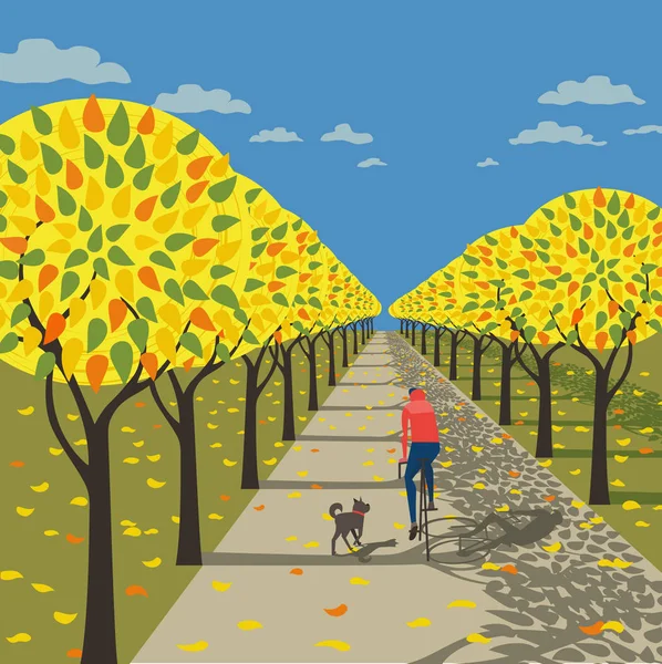 Otoño en parque de la ciudad — Vector de stock