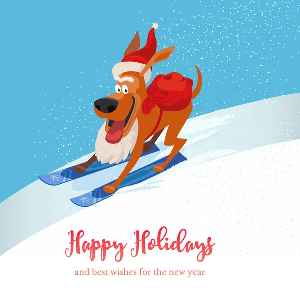 Ski icône de chien mignon — Image vectorielle
