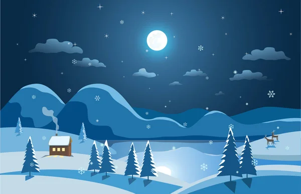 Paysage d'hiver montagne — Image vectorielle