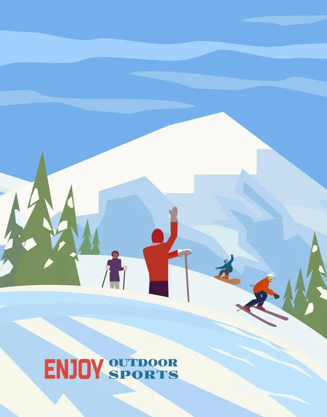 Afiche deportes de invierno — Vector de stock