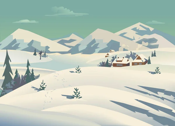 Concepto paisaje invierno — Vector de stock