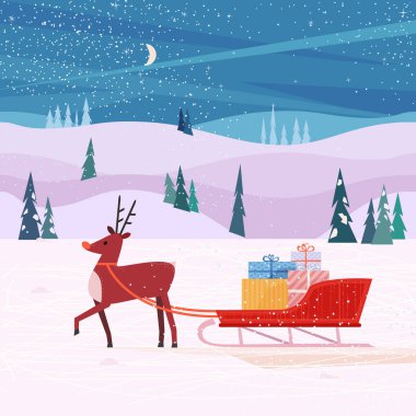 Ren geyiği Santa kızak ile