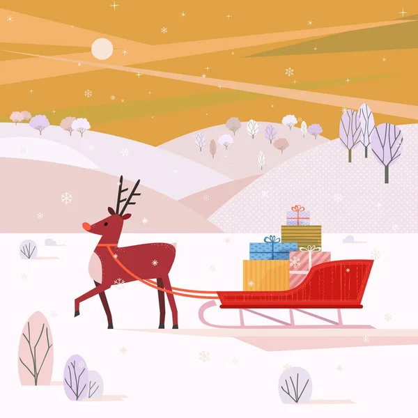 Ren geyiği Santa kızak ile