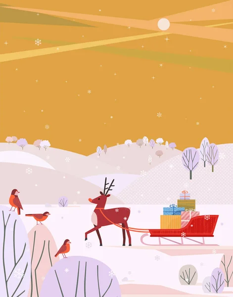 Renne avec Santa Sleigh — Image vectorielle