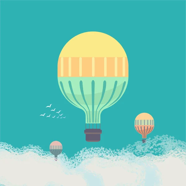 Varmluftsballonger på himlen — Stock vektor