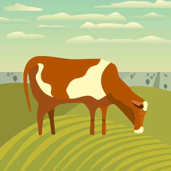 Affiche Vache sur prairie — Image vectorielle