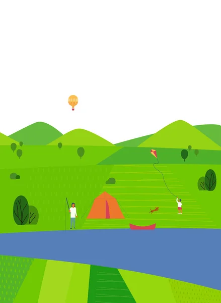 Paisaje verde verano — Vector de stock