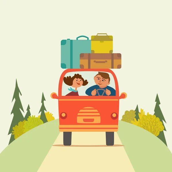 Travelling by car — Stock Vector