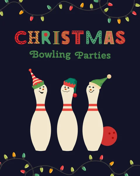 Şablon Tasarım Posteri Noel bowling vektörü