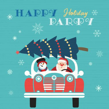 Mutlu bayramlar parti davetiyesi vektör posteri